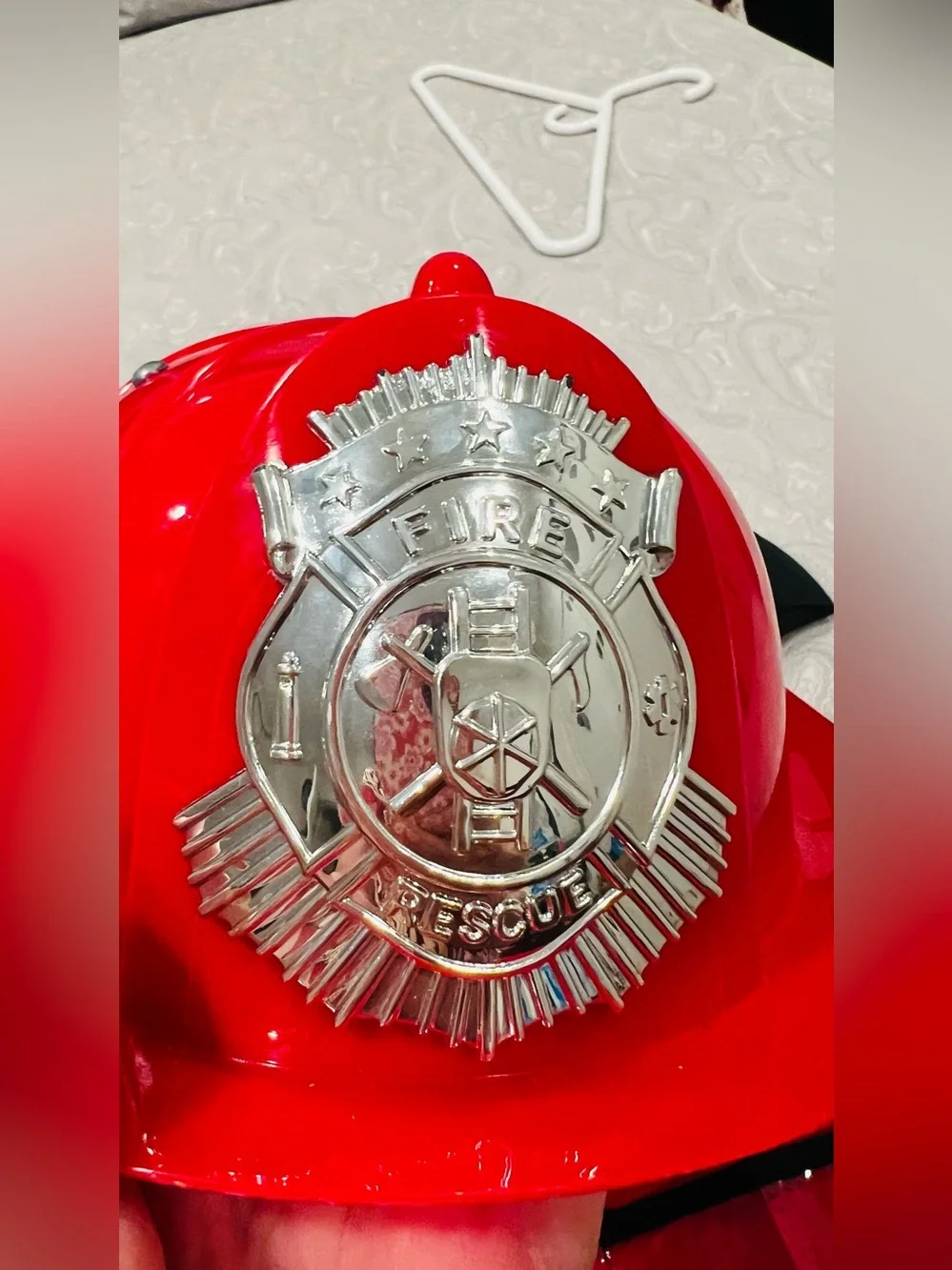 Children's Red Firefighter Vest & Helmet Set with Yellow Ax